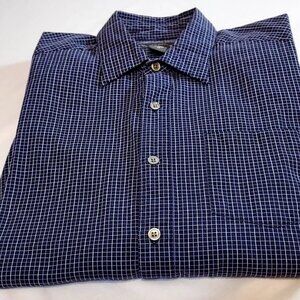 Banana Repulbic Mens Checked Blue and White Shirt Sz M Button Up Long Sleeve